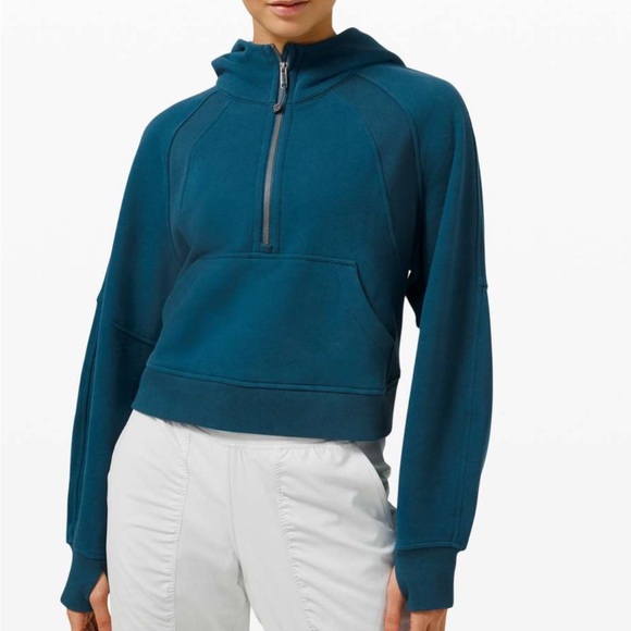 lululemon athletica Tops - Lululemon Scuba Oversized 1/2 Zip Hoodie Blue Borealis Size XS/S